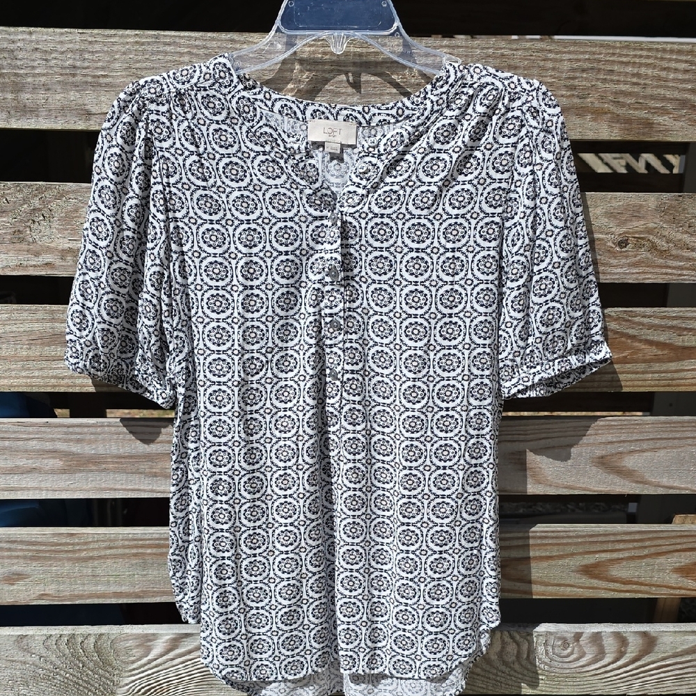 LOFT Monochrome Patterned Blouse